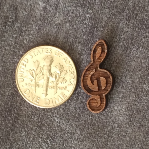 Carved Wood Treble Clef Post Earrings - Picture 4 of 4